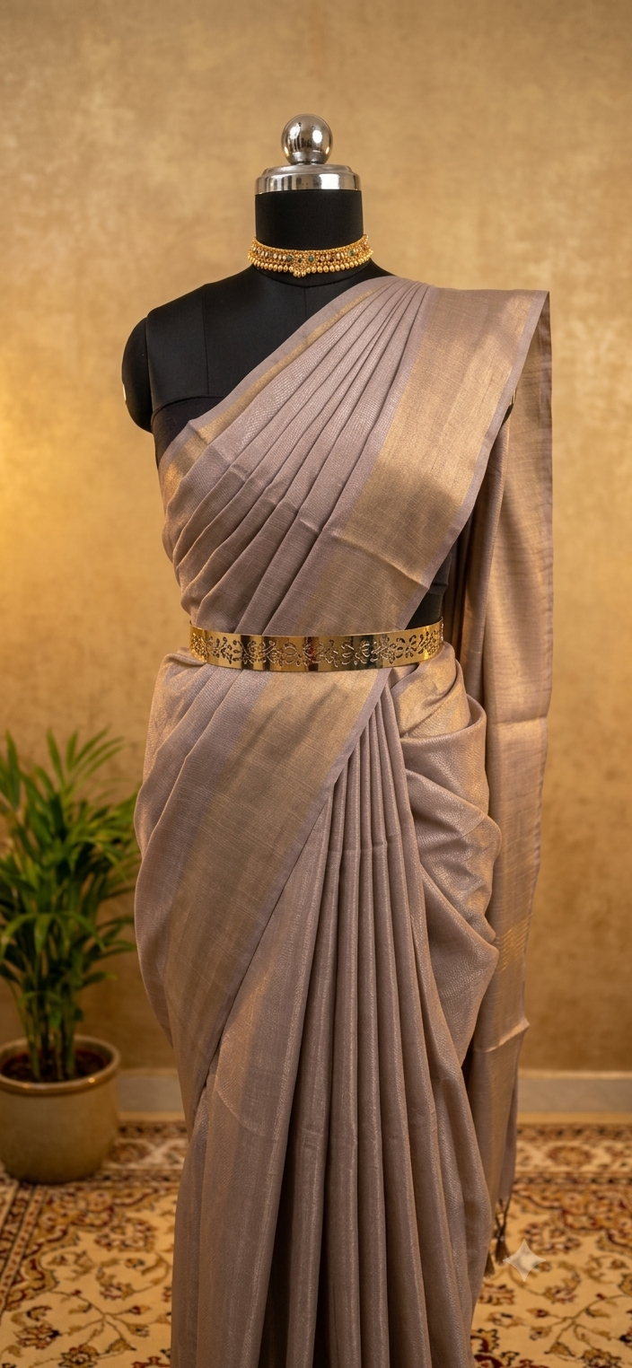 Golden Zari Work Cotton Silk Saree
