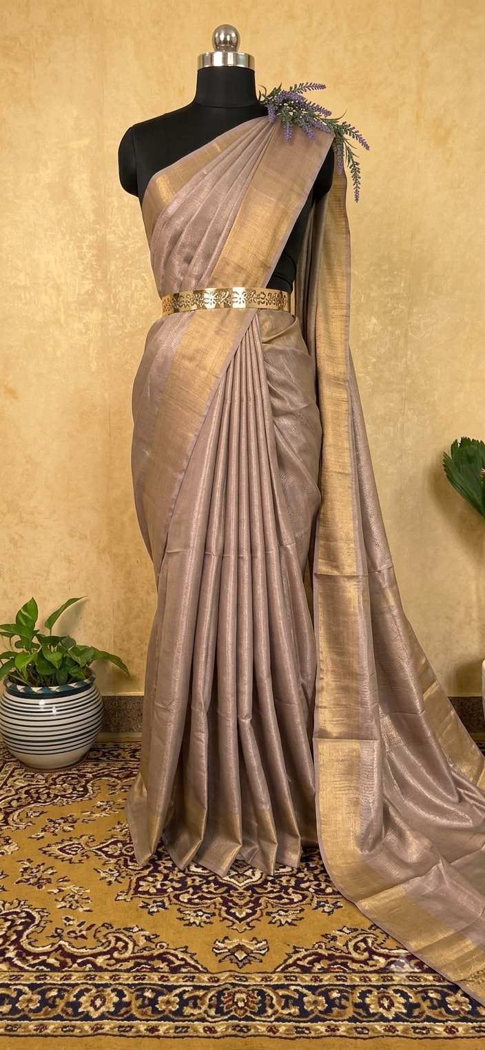 Golden Zari Work Cotton Silk Saree